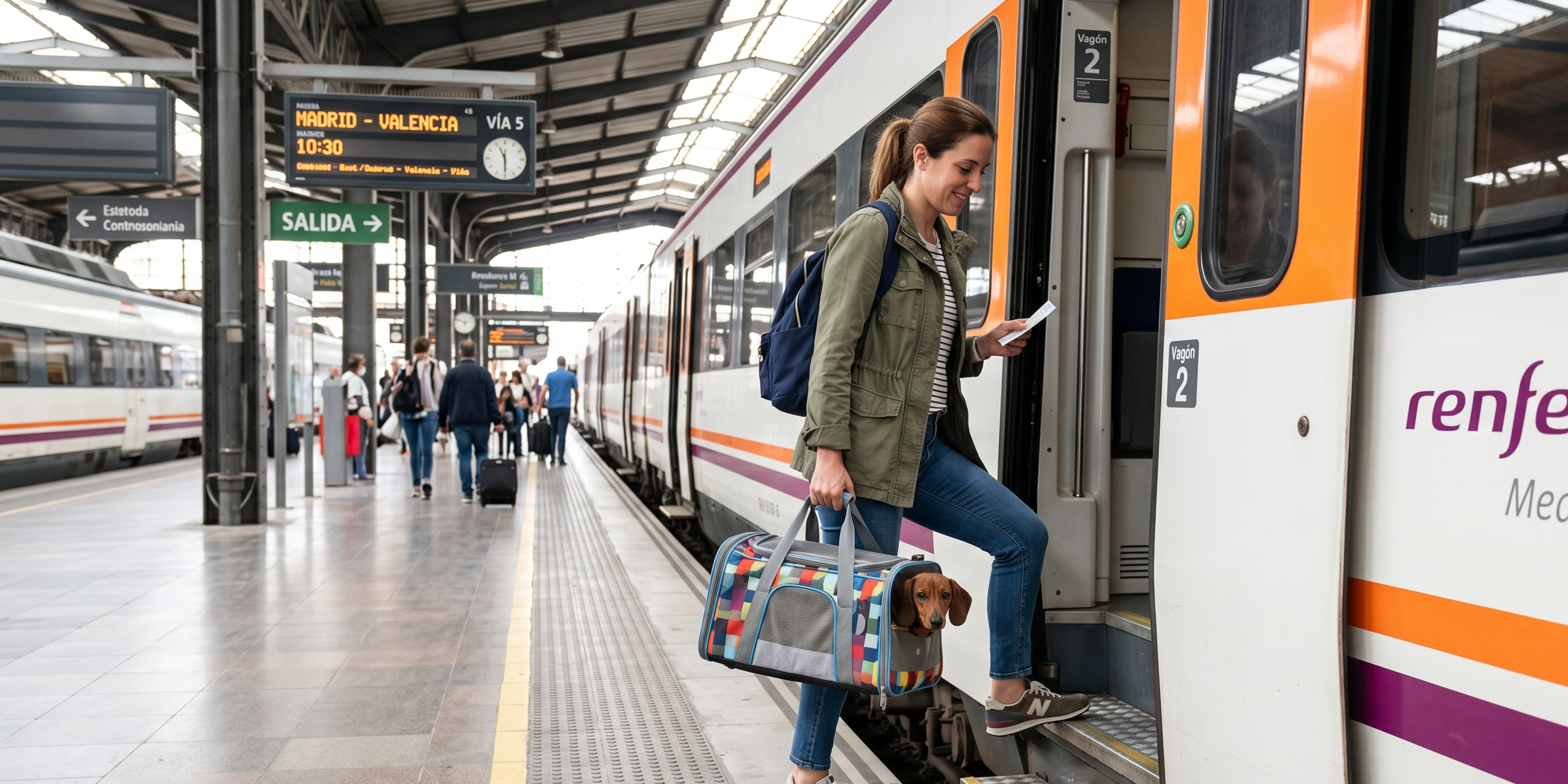 Viajar en tren o AVE con un perro salchicha: Normativa actualizada y consejos